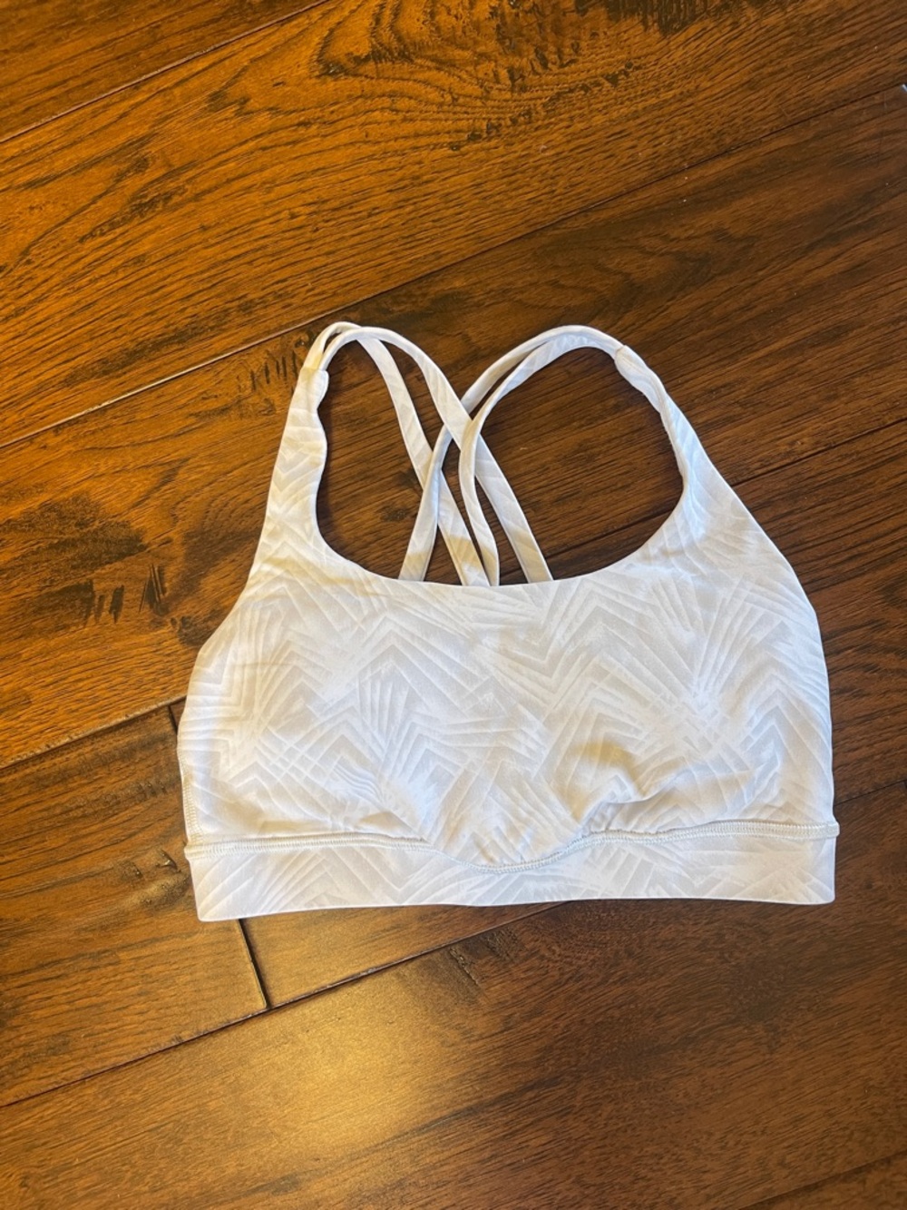 LULULEMON ATHLETICA White/Gray Print Double-Strap Sports Bra